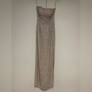 Elegant Gold Sequin Prom Formal Dress